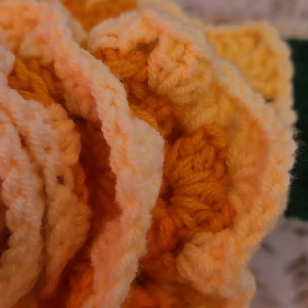 Hand Crafted Yellow Rose Granny Square Alpaca Yarn Decor